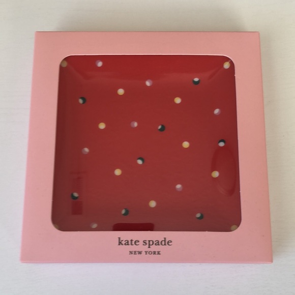 Kate Spade Lenox Christmas Dot Red Square Tray (NWT) - Picture 1 of 7